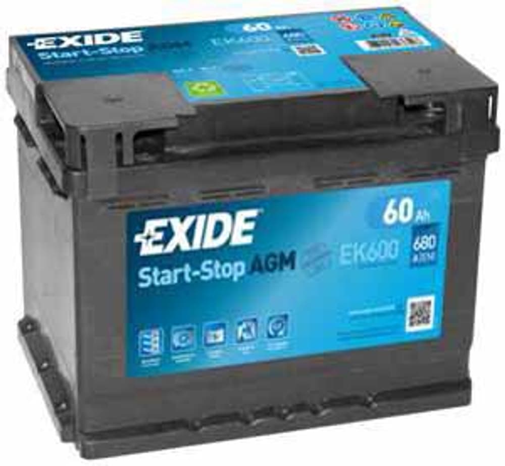 Start-Stopagm 12V/60Ah/680 Batterie de voiture EXIDE 621168100000 Photo no. 1