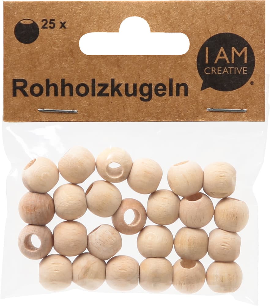 Rohholzkugeln, Holzperlen mit grossem Loch aus unbehandeltem Holz, FSC, Natur, ø 12 mm, 25 Stk. Holzkugeln 668359000000 Bild Nr. 1