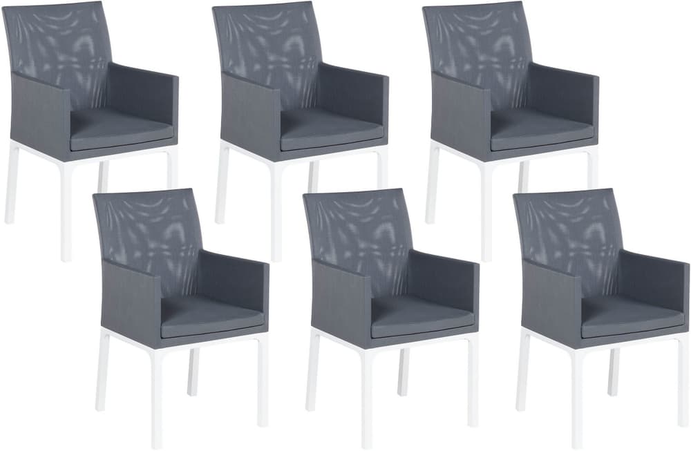 Set di 6 sedie tessuto grigio scuro e bianco BACOLI Sedia da giardino Beliani 674734200000 N. figura 1