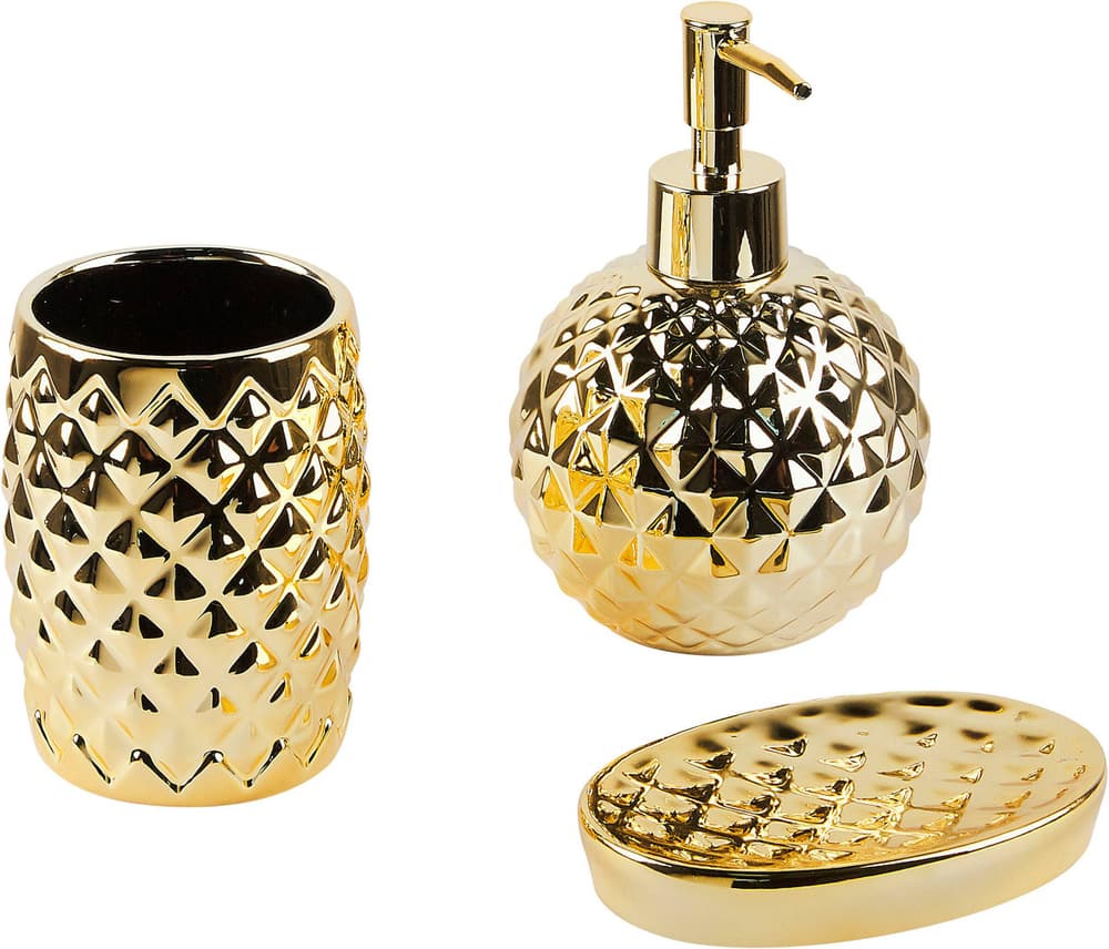 Set accessori bagno ceramica oro ANACO Set Beliani 674731100000 N. figura 1