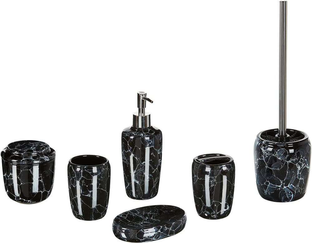 Badezimmer Set 6-teilig Keramik schwarz Terrazzo Optik PALMILLA Set Beliani 674736000000 Bild Nr. 1