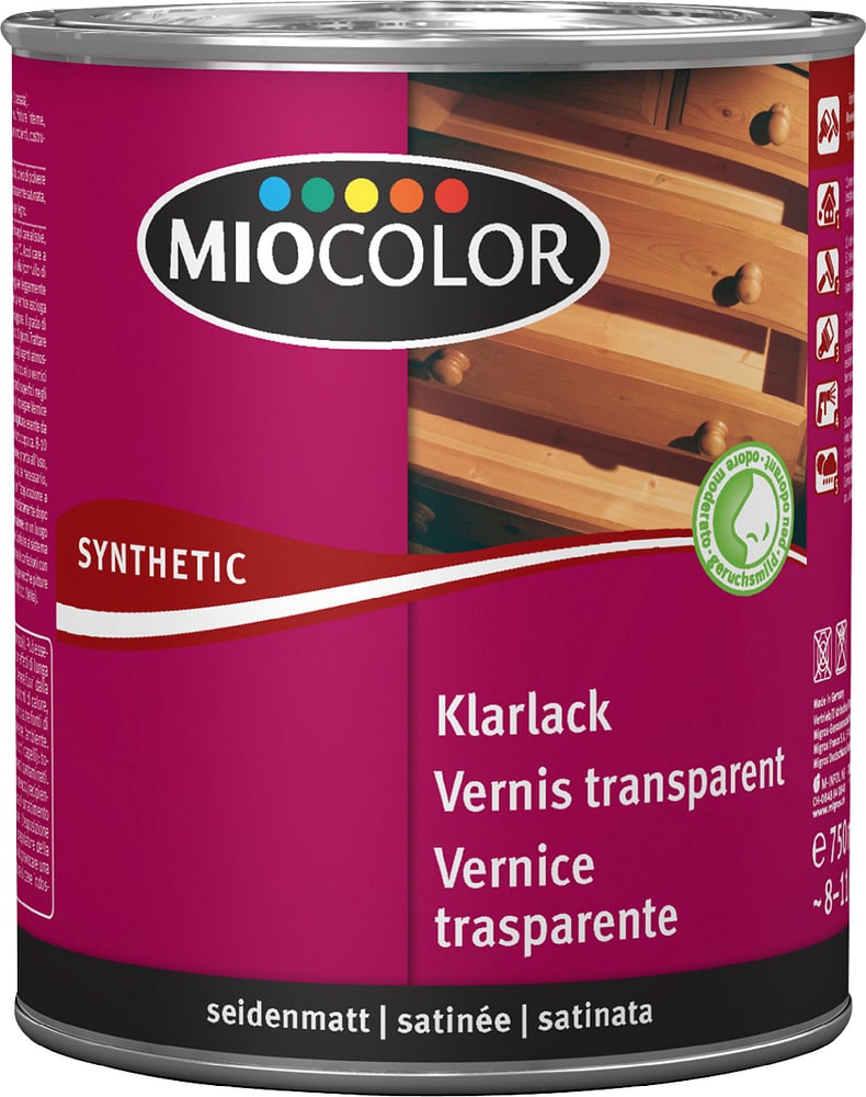 Synthetic Klarlack seidenmatt Farblos 750 ml Klarlack Miocolor 661441500000 Farbe Farblos Inhalt 750.0 ml Bild Nr. 1