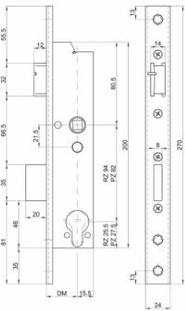 Serratura d'infilare di sicurezza antipanico telaio tubolare MSL DELTA 19544 PE-SV Serratura MSL 669700112579 N. figura 1