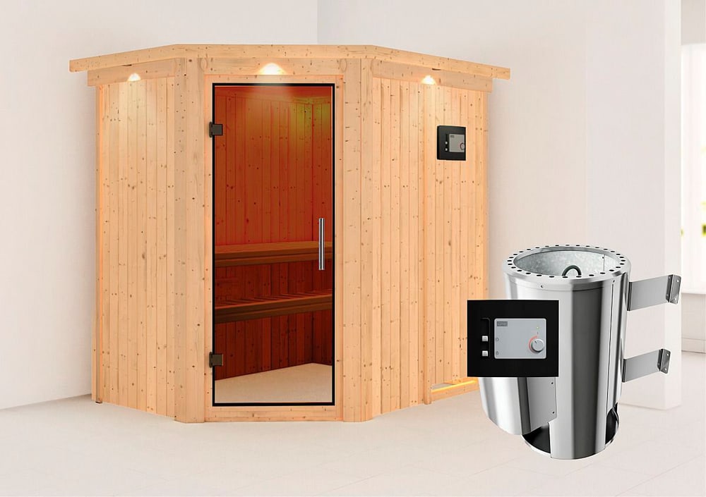 Sauna Saja ingresso ad angolo, corona Sauna Karibu 647549600000 N. figura 1