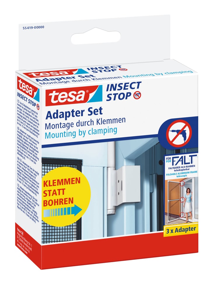 Kit d’adaptateurs de serrage Tesa blanc à fixer aux portes Protection anti-insectes Tesa 631474800000 Photo no. 1