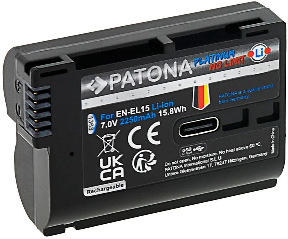 Platinum Nikon ENEL15C USB C Accumulatore per fotocamere Patona 785300181730 N. figura 1