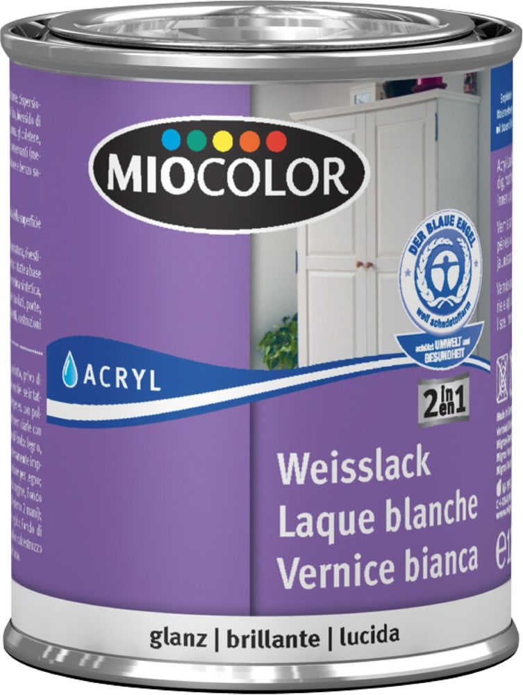 Acryl Weisslack glanz weiss 125 ml Acryl Weisslack Miocolor 676771400000 Farbe Weiss Inhalt 125.0 ml Bild Nr. 1
