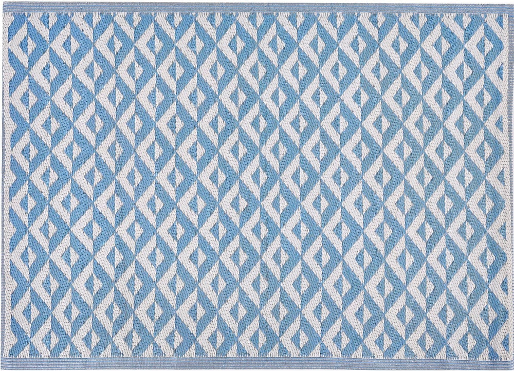 Tappeto da esterno azzurro con motivo geometrico 120 x 180 cm BIHAR Tappeto per esterni Beliani 759196300000 N. figura 1