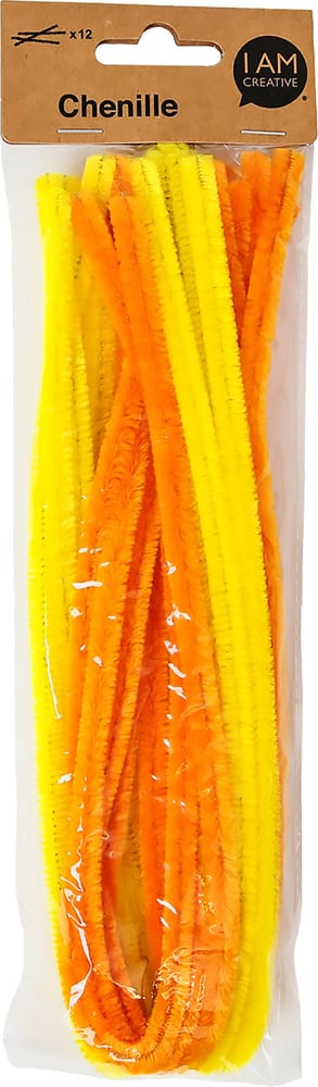 Fil chenille, cure-pipe, fil à plier pour l'artisanat et pour la décoration, mélange jaune, ø 9 mm x 50 cm, 12 pièces Fil chenille 668056000000 Photo no. 1