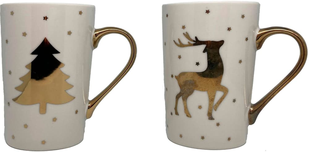 Tassen Hirsch & Tanne, 2er Set 12.5x8 cm (HxD),430ml,  New Bone China Tasse Dameco 785302444453 Bild Nr. 1