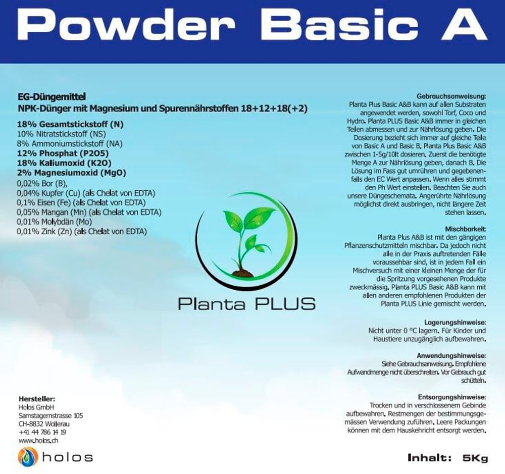 Powder Basic A - 5 Kg Feststoffdünger PlantaPlus 669700104899 Bild Nr. 1