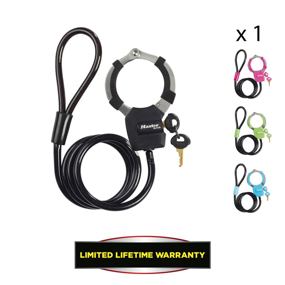 Câble antivol à clé avec menotte Street Cuff® d'une longueur de 1 m x 8 mm de diamètre, vert Câble antivol Master Lock 614350800000 Photo no. 1
