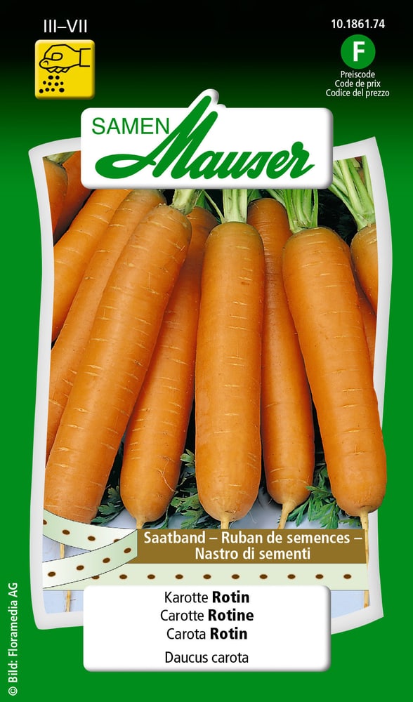 Saatband Karotte Rotin Gemüsesamen Samen Mauser 650110910000 Inhalt 3 x 2.5 m Saatband für 1 - 1.5 m² Bild Nr. 1
