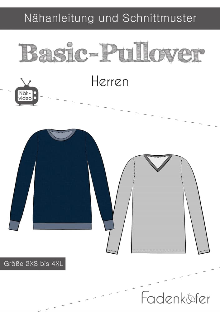 Papierschnittmuster Basic-Pullover Herren Schnittmuster Fadenkäfer 669700125650 Bild Nr. 1