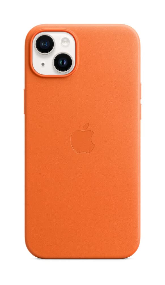 iPhone 14 Plus Leather Case with MagSafe - Orange Cover smartphone Apple 785300169395 N. figura 1