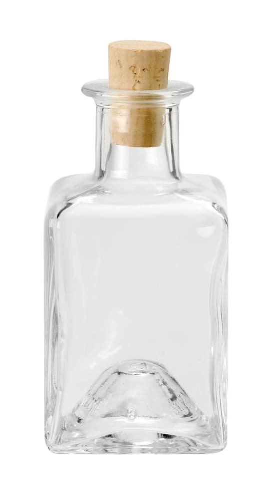 Flasche quadratisch Klarglas mit Spitzkorken 200ml Glasflasche 668355400000 Bild Nr. 1