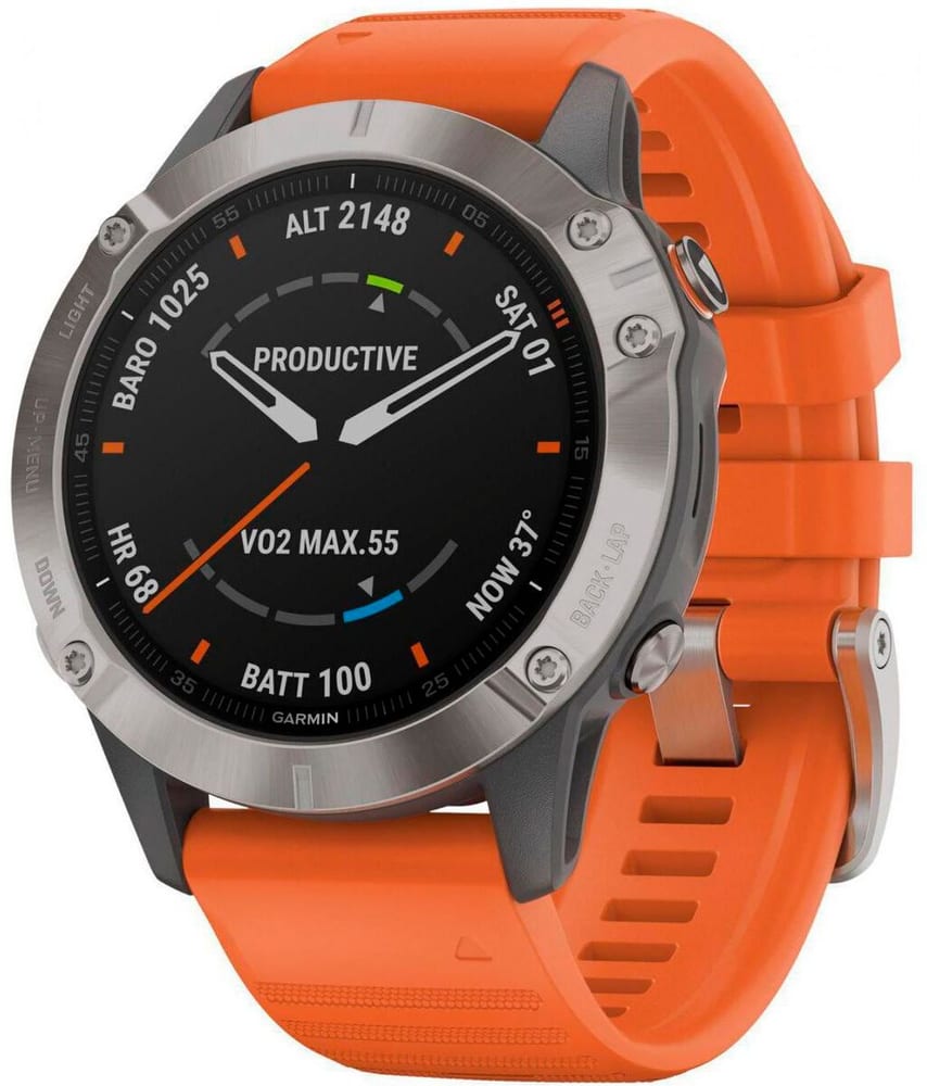 GPS Fenix 6 zaffiro argento/arancione Smartwatch Garmin 785302426516 N. figura 1