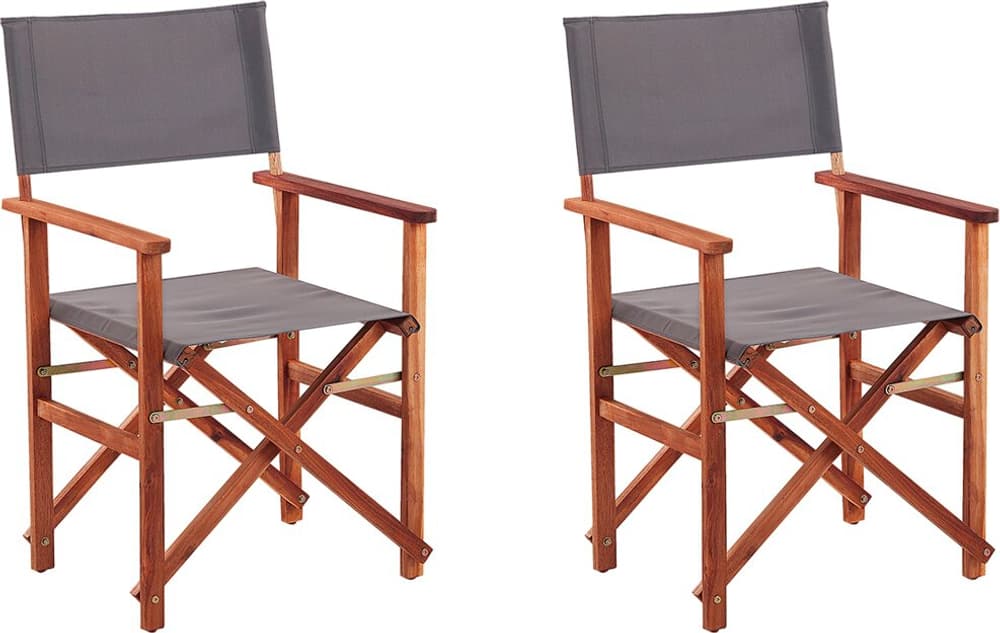 Lot de 2 chaises de jardin bois foncé et gris CINE Chaise de jardin Beliani 659189800000 Photo no. 1