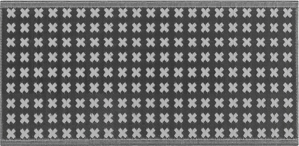 Tapis extérieur noir au motif croix blanches 90 x 180 cm ROHTAK Tapis de plein air Beliani 759197400000 Photo no. 1