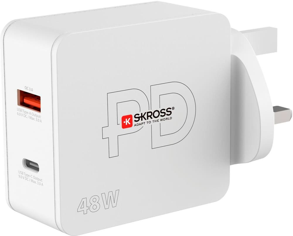 Caricatore da parete USB Multipower Combo+, Regno Unito, 48 W Caricabatteria universale Skross 785300188615 N. figura 1