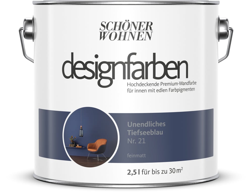 Designfarbe Tiefseeblau 2,5 l Pittura per pareti Schöner Wohnen 660976800000 Contenuto 2.5 l N. figura 1