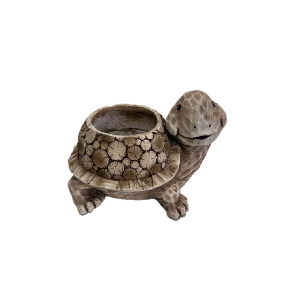 Pot de fleur Tortue Brun clair, Pot de fleurs Tortue Brun clair Sculpture en bois Colibri 669700109253 Photo no. 1