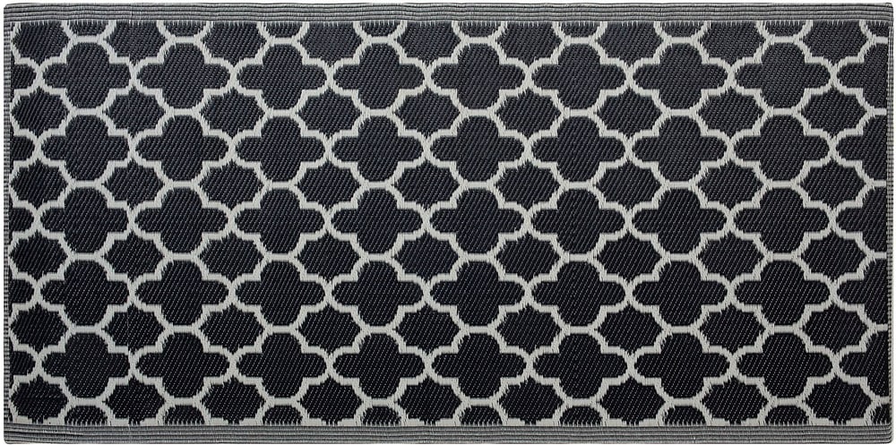 Outdoor Teppich schwarz 90 x 180 cm marokkanisches Muster zweiseitig SURAT Outdoorteppich Beliani 655505600000 Bild Nr. 1