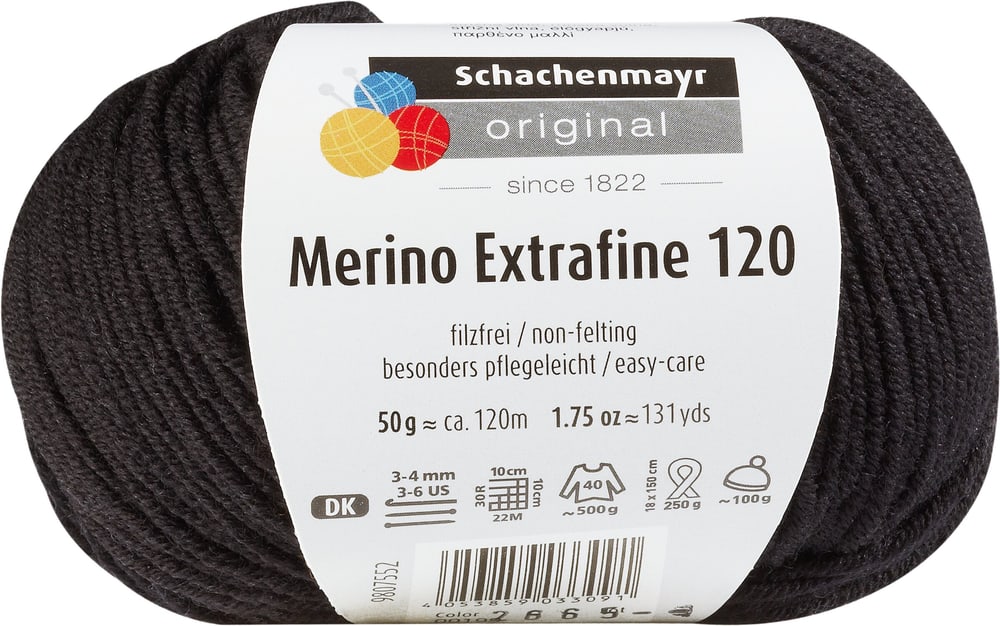 Wolle Merino Extrafine 120 Wolle Schachenmayr 665510300210 Farbe Schwarz Bild Nr. 1