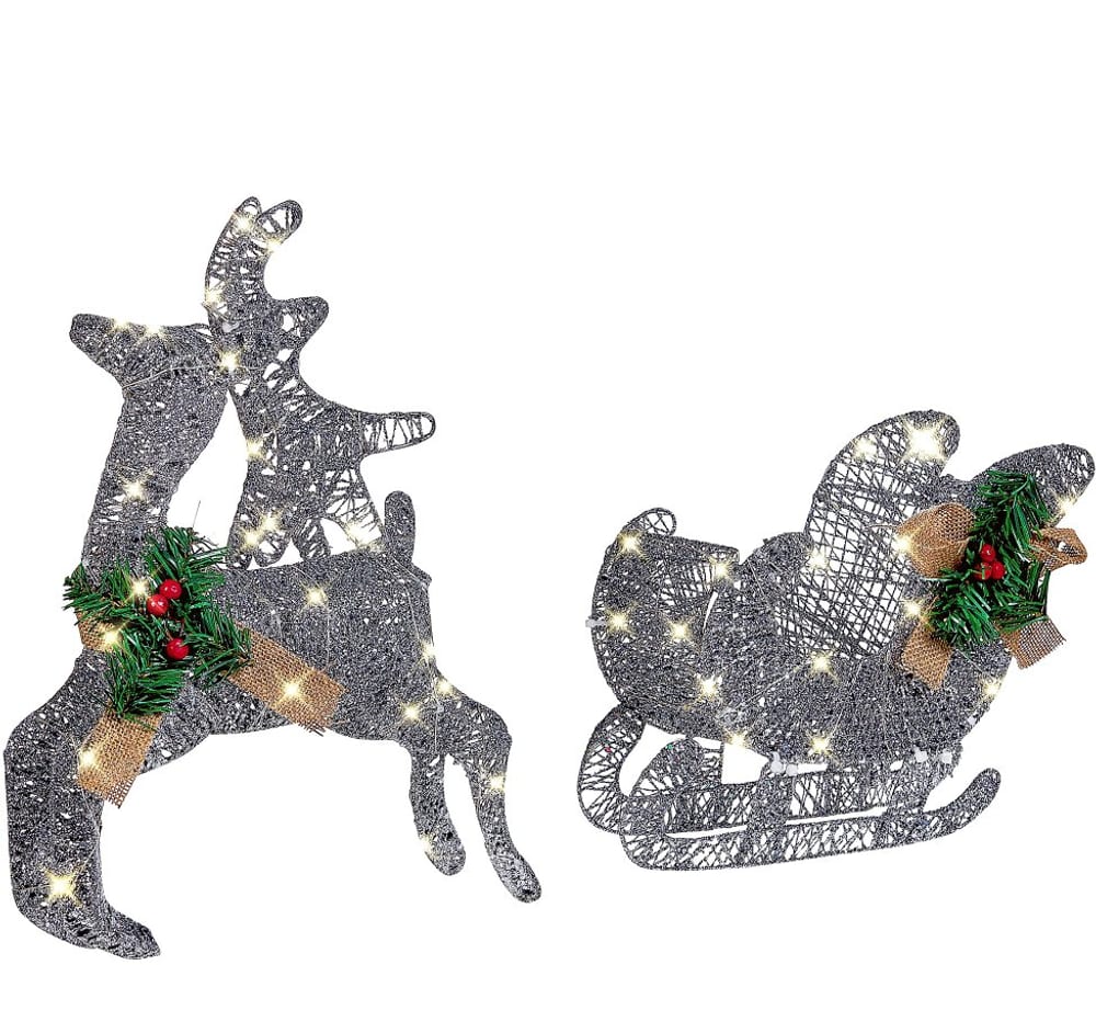 Décorations LED renne avec traîneau 41 cm argenté ENODAK Éclairage de Noël Beliani 659195700000 Photo no. 1