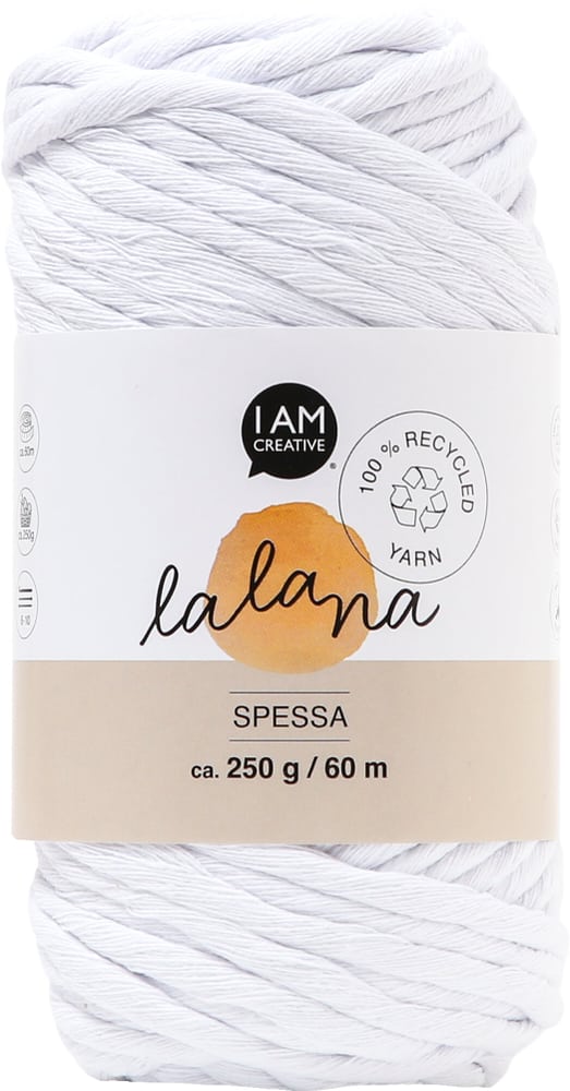 Spessa white, fil à macramé Lalana pour le crochet, le tricot, le nouage &amp; Projets de macramé, Blanc, env. 5 mm x 60 m, env. 250 g, 1 écheveau en botte Laine 668367800000 Photo no. 1