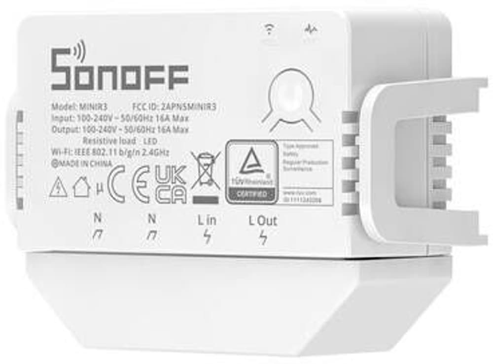 Attuatore interruttore WLAN MINIR3, 1 via, 230 V 16 A bianco Controller Smart Home Sonoff 785300189073 N. figura 1