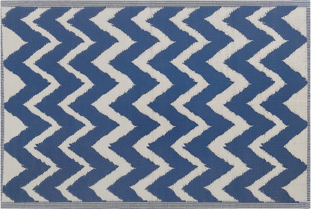Outdoor Teppich marineblau 120 x 180 cm ZickZack-Muster Kurzflor SIRSA Outdoorteppich Beliani 759194800000 Bild Nr. 1