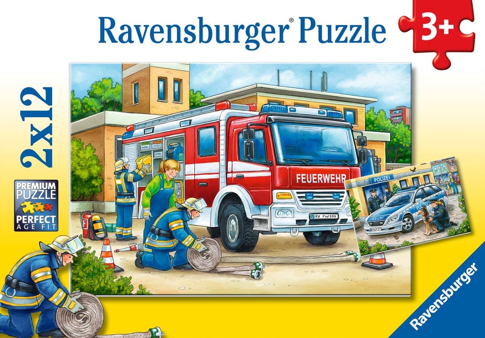 RVB Puzzle 2X12 T. Polizei und Feuerwe. Puzzle Ravensburger 749064000000 Bild Nr. 1