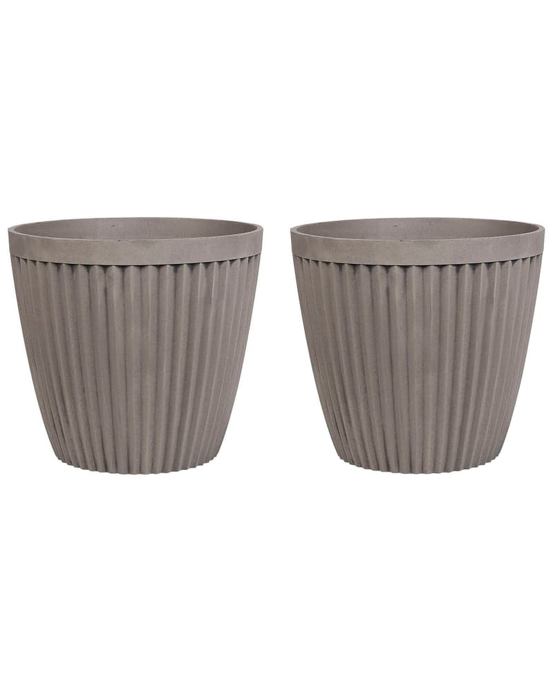 Lot de 2 pots de fleurs taupe  36 cm POKA Lot de 2 pots de fleurs Beliani 669700118184 Photo no. 1