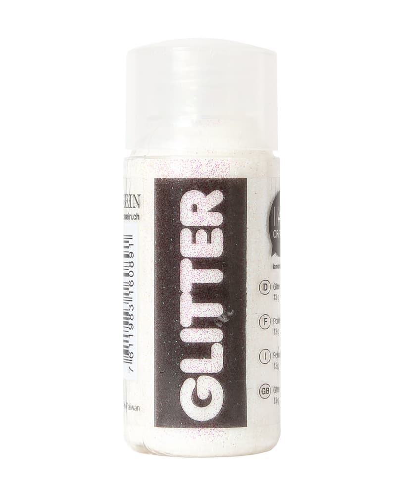 Glitter fein 13 g, weiss Colla glitterata I AM CREATIVE 665750400000 N. figura 1