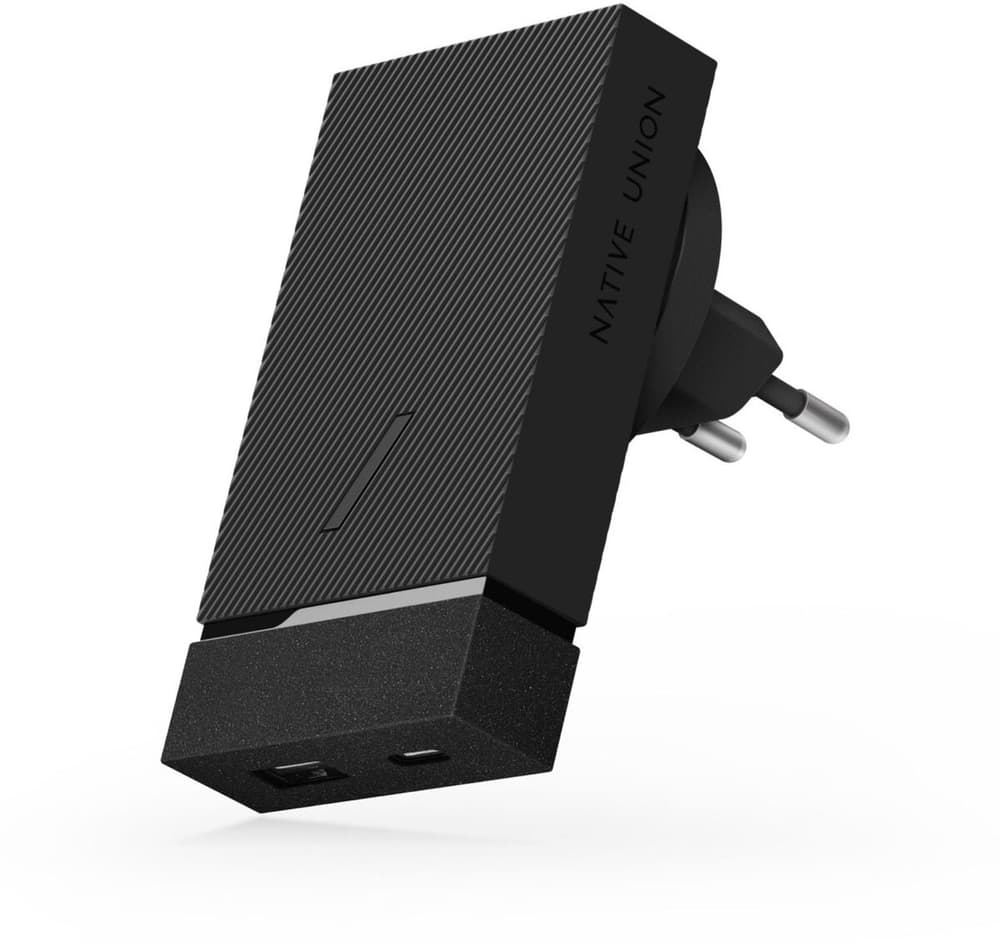 Smart Charger mit ausklappbaren Stromkontakten und 1x USB-A sowie 1x USB-C-Port mit 20Watt Totalleistung, inkl. EU, UK & US Traveladapter - Slate Universal-Ladegerät Native Union 785300176079 Bild Nr. 1