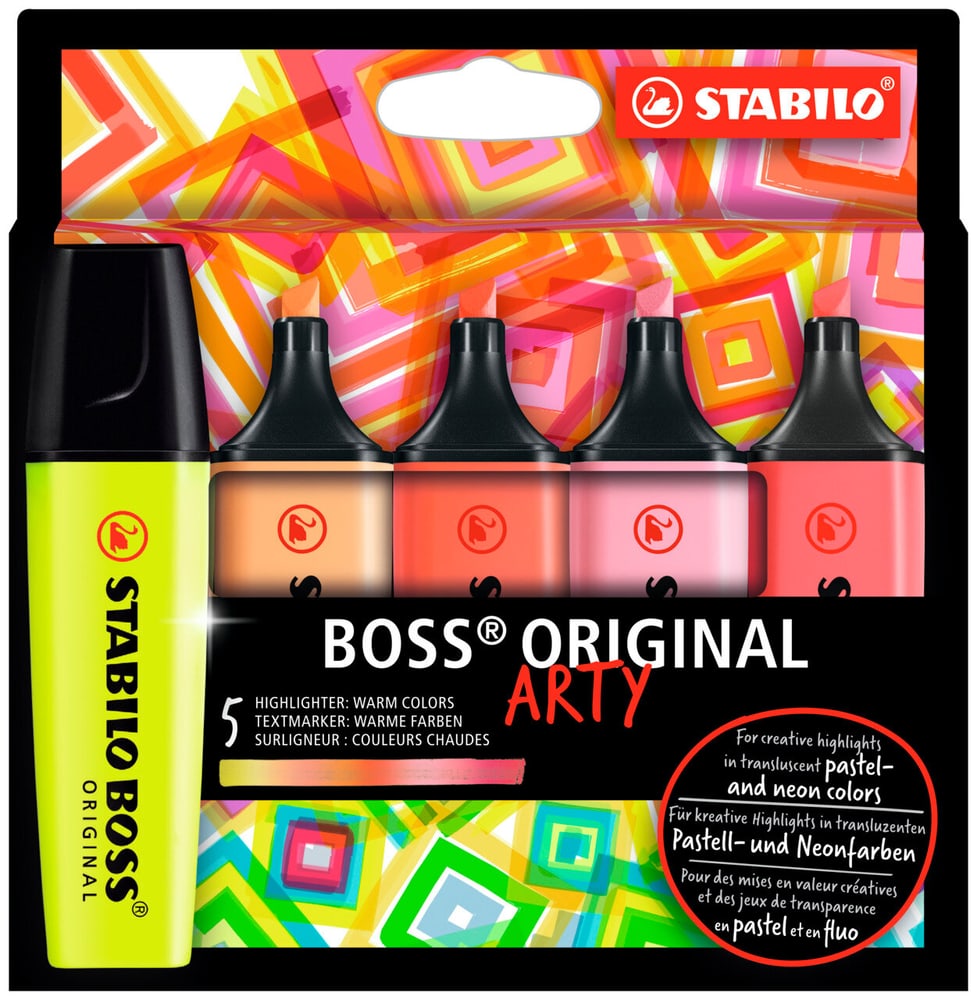 STABILO® BOSS® ORIGINAL surligneurs couleurs chaudes étui en carton ARTY de 5 Des crayons Stabilo 668371200000 Photo no. 1