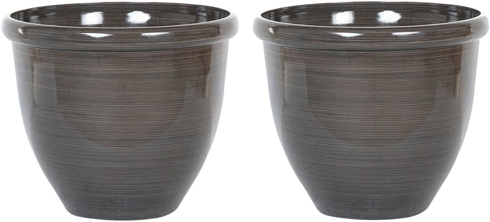 Set di 2 vasi in pietra marrone scuro  44 cm TESALIA Vaso per fiori Beliani 674737700000 N. figura 1