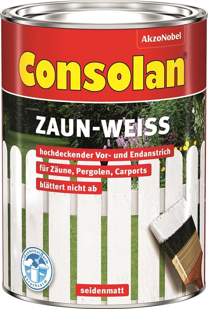 Zaunweiss Weiss Seidenmatt 2.5 l Zaunfarbe Consolan 661523400000 Bild Nr. 1