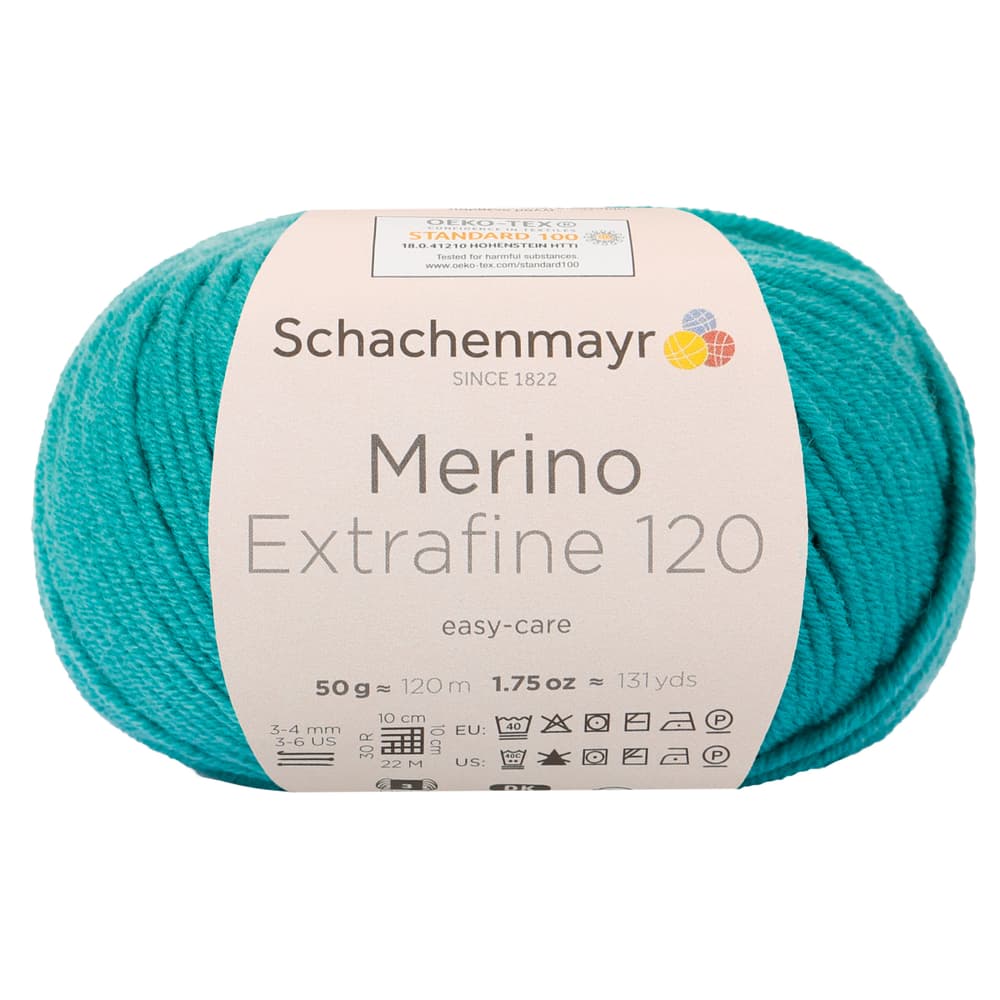 Laine Merino Extrafine 120 Laine Schachenmayr 667089500020 Couleur Bleu de mer Dimensions L: 10.0 cm x L: 7.0 cm x H: 7.0 cm Photo no. 1