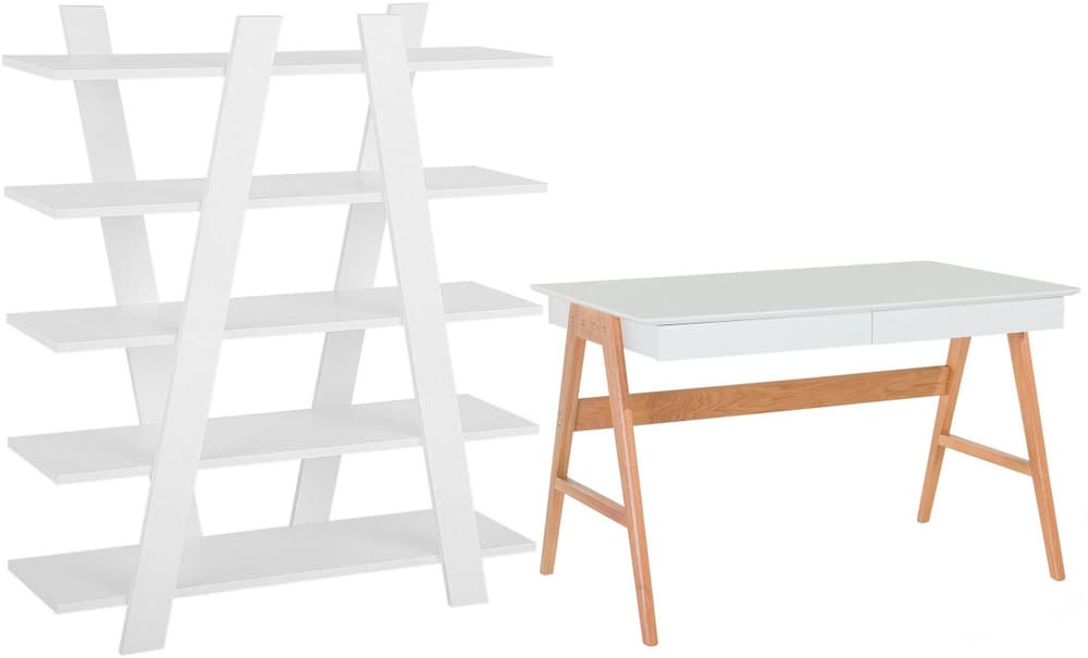 Set di mobili da ufficio legno chiaro e bianco ESCALANTE/SHESLAY Mobili da ufficio Beliani 674742200000 N. figura 1