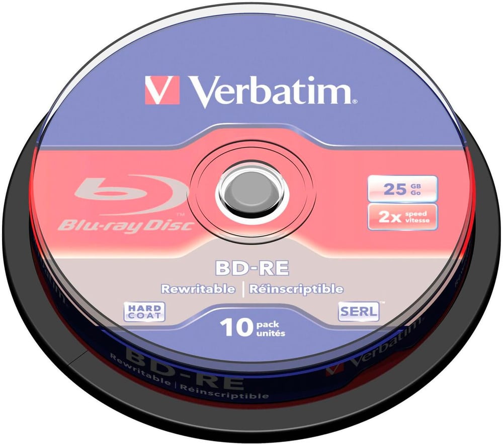 BD-RE 25 GB, broche (10 pièces) Disque Blu-ray vierge Verbatim 785302436030 Photo no. 1