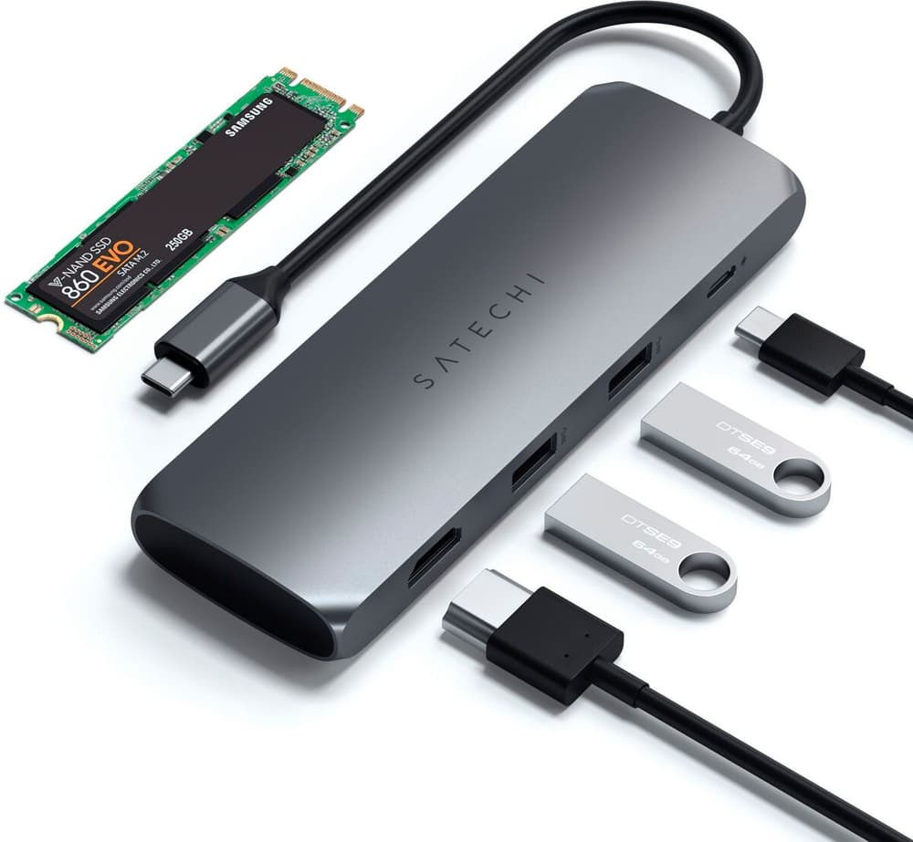 USB-C Slim Alu Multiport Hub mit SSD Fach USB-Hub & Dockingstation Satechi 785302423041 Bild Nr. 1