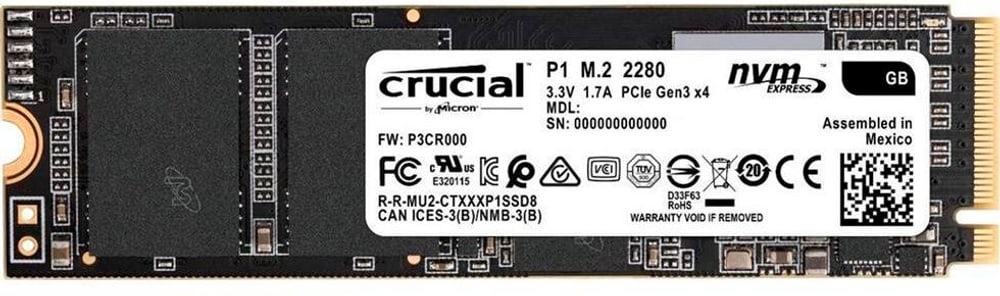 P1 3D NAND NVMe M.2 2280 NVMe 2000 GB Interne SSD Crucial 785300187370 Bild Nr. 1
