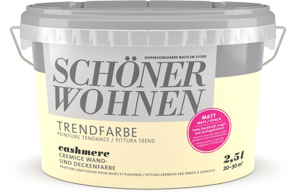 Vernice di tendenza opaca Cashmere 2.5 l Pittura per pareti Schöner Wohnen 660907800000 Contenuto 2.5 l N. figura 1
