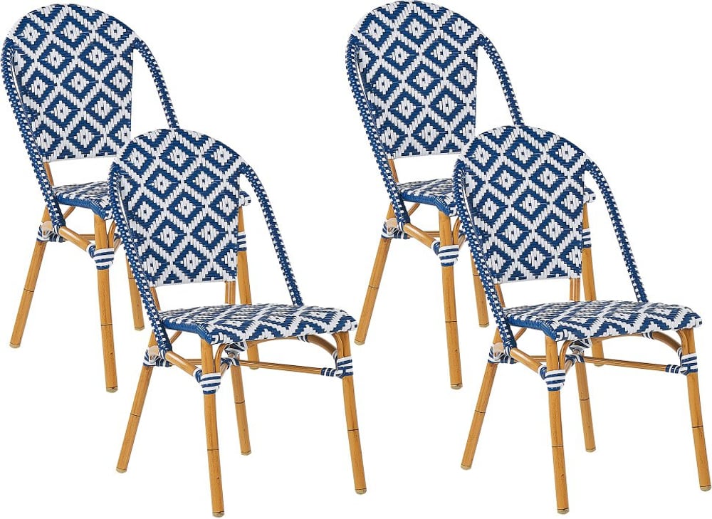 Lot de 4 chaises de jardin bleu et blanc RIFREDDO Chaise de jardin Beliani 759241900000 Photo no. 1