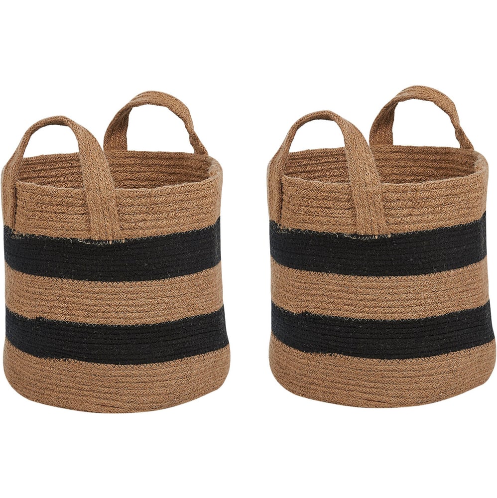 2er Set Jute Körbe naturbeige und schwarz GEREDE Korb Beliani 674738800000 Bild Nr. 1