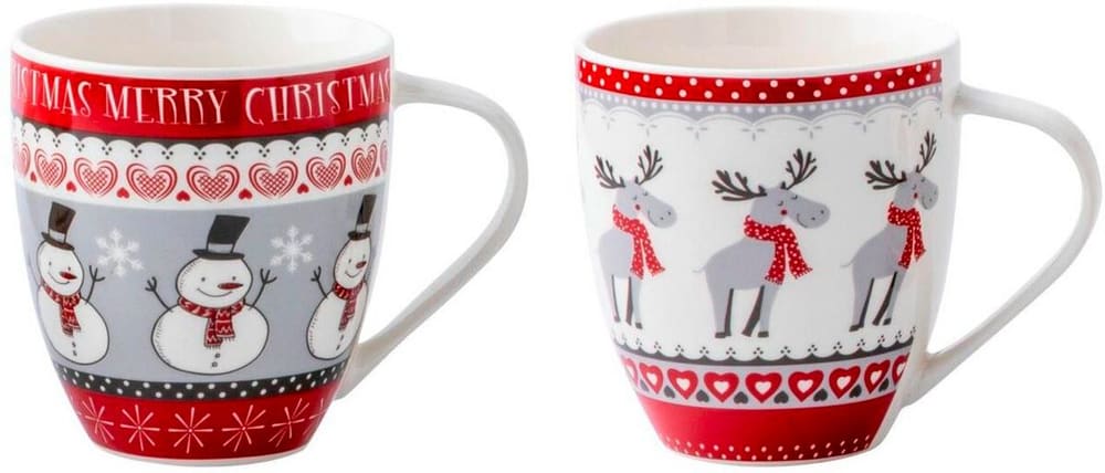 Tassen Weihnachten, 2er Set 10.8x10 cm (HxD), 490ml, New Bone China Tasse Dameco 785302444454 Bild Nr. 1