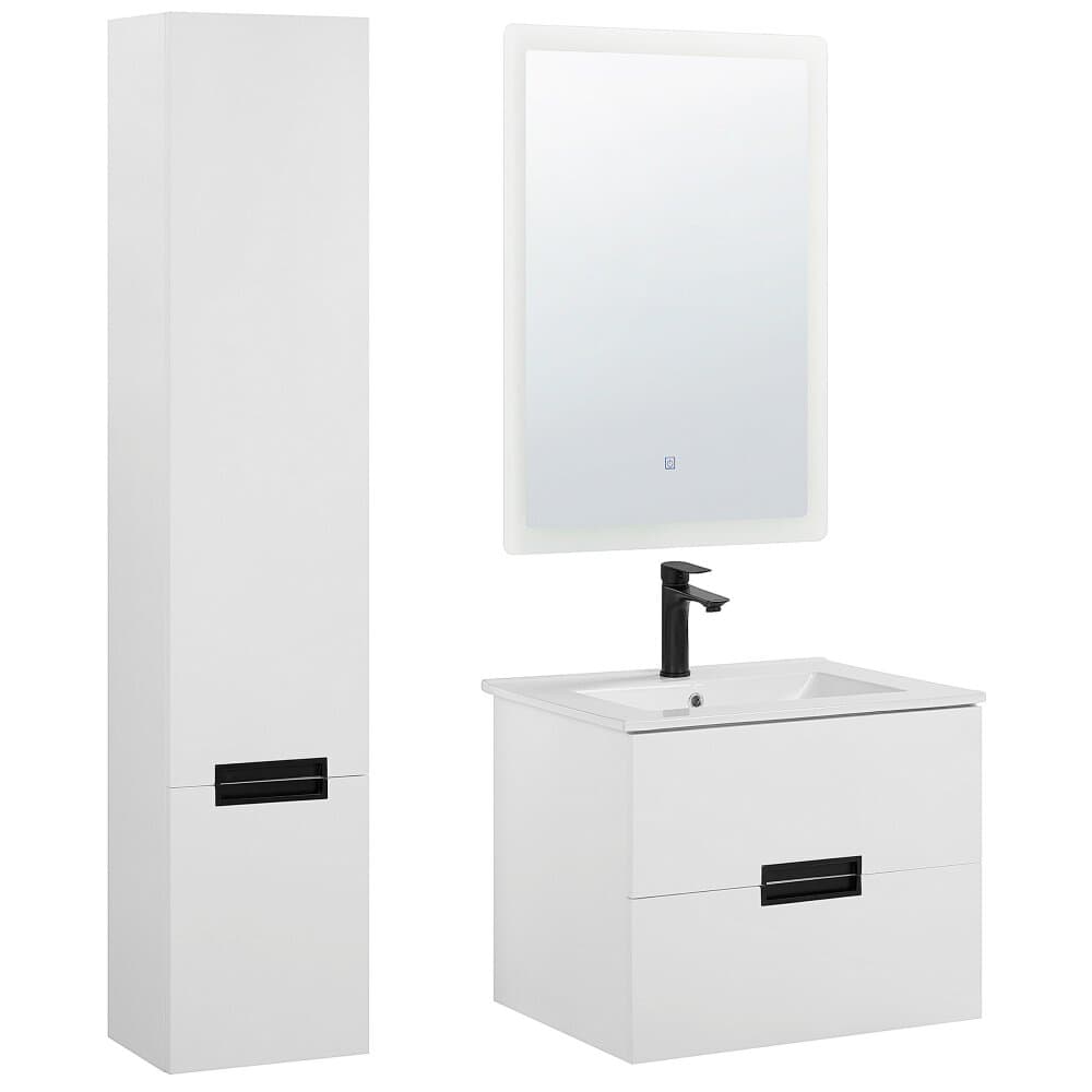 Mobile bagno bianco con pensile lavabo e specchio TUDELA Set Beliani 655521300000 N. figura 1