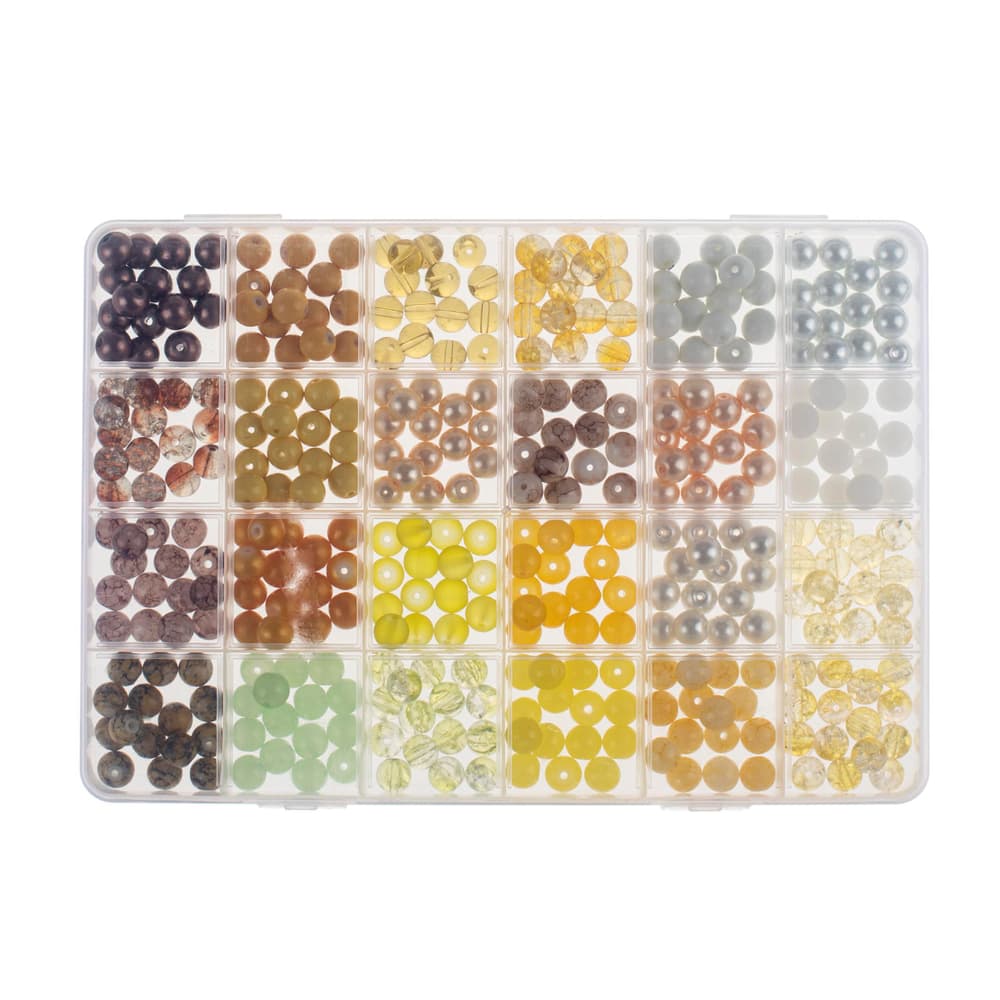 Kit perles en verre blanc/jaune assortis Kit de fabrication de bijoux 608110100000 Photo no. 1